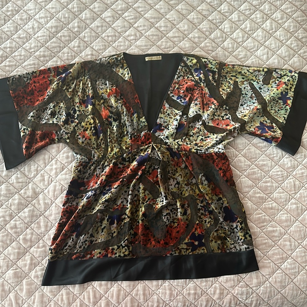 Ecologie Top from Anthropologie Velvet Burnout Empire Waist V-Neck Bell Sleeves